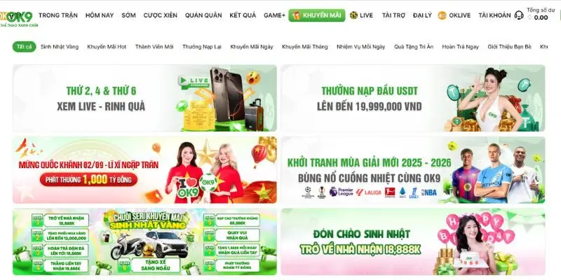 Khuyến mãi OK9 đa dạng, hấp dẫn người chơi